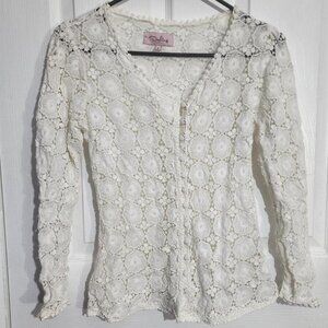 Vintage White Floral Crochet Cardigan